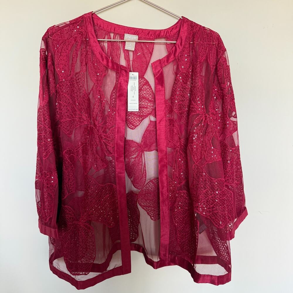 Chico's Travelers Womens Embellished Novelty Two Piece Set Size 4 US 20/22 NEW - Picture 2 of 12